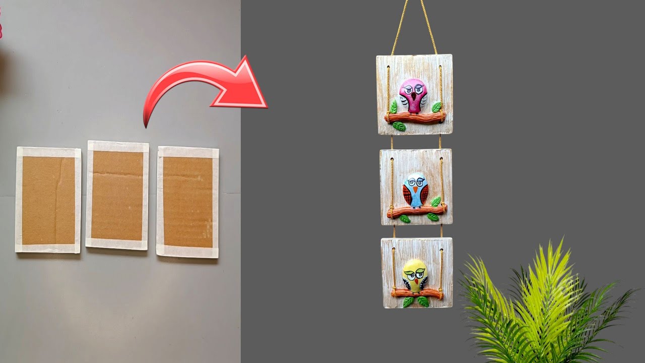 wall hanging craft ideas Birds / waste material craft idea / cardboard wall decoration