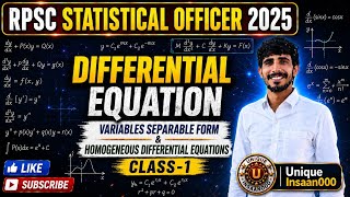 Differential Equation || Class- 1 || Rpsc Statistical Officer (सांख्यिकी अधिकारी)2025 || Math for SO