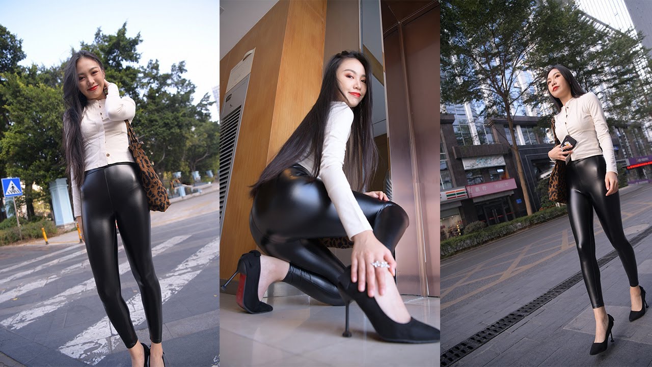 Leather Pants Slim Girl 紧身皮裤美女 가죽 바지 슬림 소녀 レザーパンツスリムガール