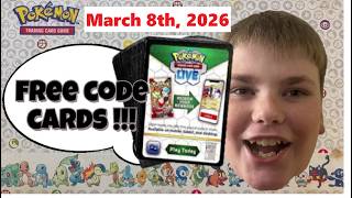FREE 👀 Pokémon TCG Code Cards 🃏 for March 8th, 2026