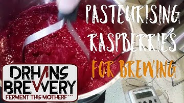 Pasteurizing  raspberries for my wild raspberry wheat beer.