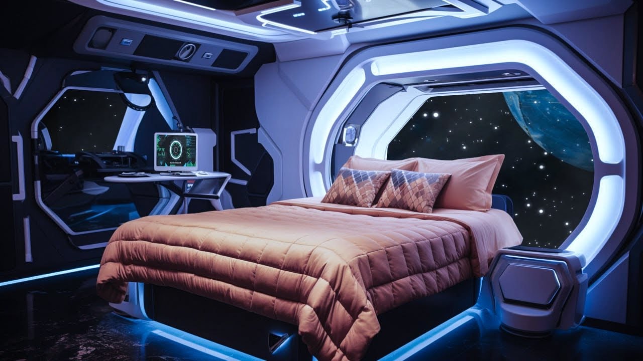 Spend a Night in Spaceship Bedroom | White Noise | Relaxation, Deep ...