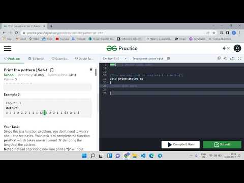 GFG Problem  |  Print The Pattern- set1 (Using C++) | Coding Question