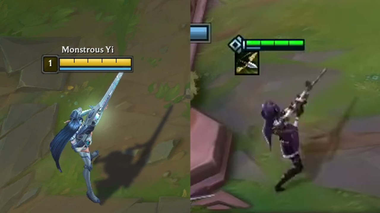 Battle Academia Caitlyn vs TFT default model (side by side)