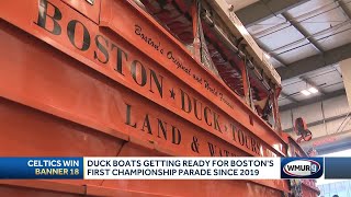 Duck Boats getting ready for Celtics championship parade