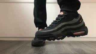 Nike Air Max 95 Black Safety Orange On Feet