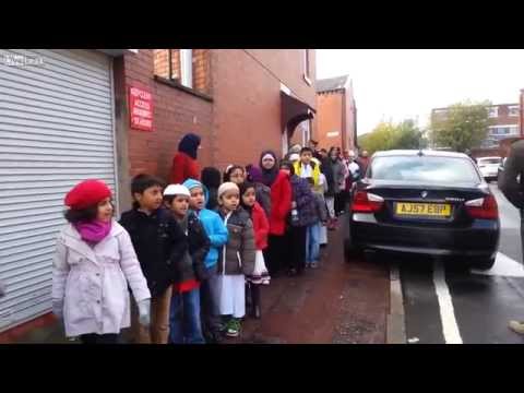 muslim chidren on the school run in Bolton UK