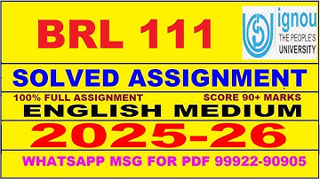 BRL 111 solved assignment 2025-26 in English || brl 111 solved assignment 2026 || brl111 2025-26