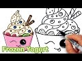 How to Draw Frozen Yogurt Dessert, Soft Serve Ice Cream cute