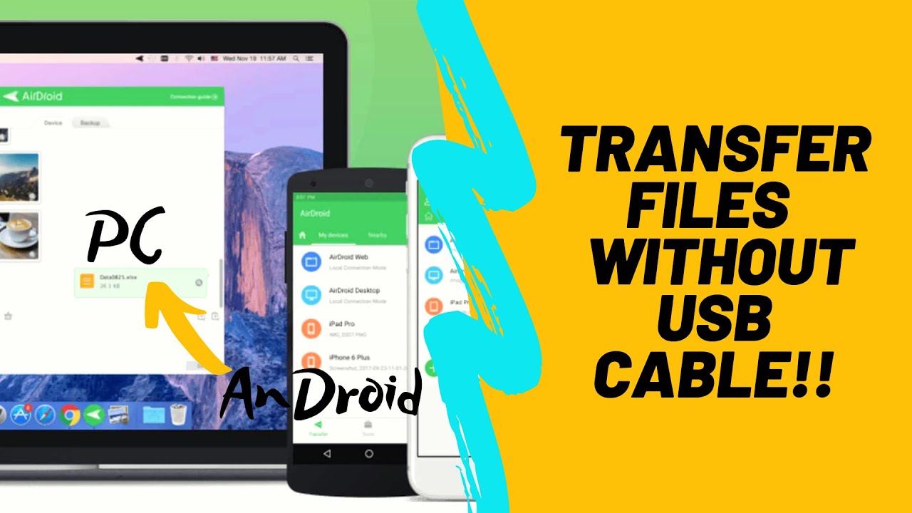 How to transfer files from Android to PC without USB Cable - YouTube