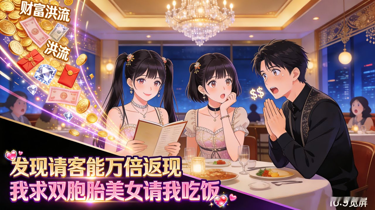 發現請客能萬倍返現，我求雙胞胎美女請我吃飯  