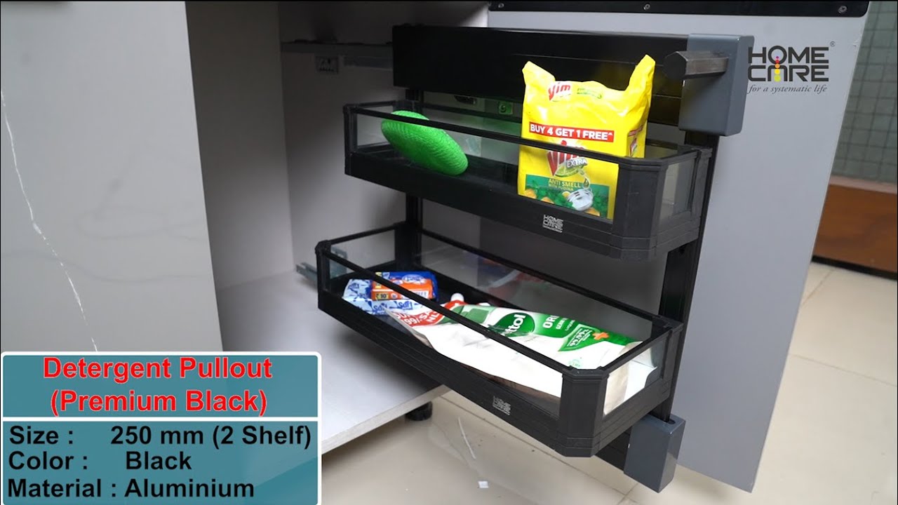 Detergent Pullout Premium Black, Home Care Kitchen for Below Sink Pullout