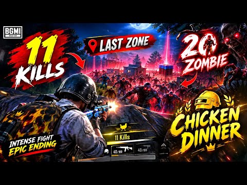 🧟20 ZOMBIES IN LAST ZONE 😱 I SURVIVED! 🍗 | BGMI