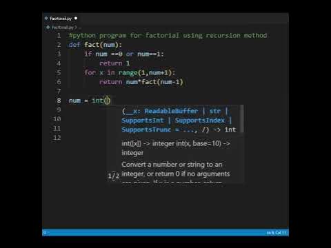 How to find factorial of a number using recursion method in python|| # ...