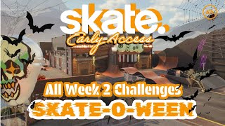 Skate. • All 3 Week 2 Skate-O-Ween Challenges. • Spooky Secrets, Halloween Gaps & Bone It Out. • 🛹🎃