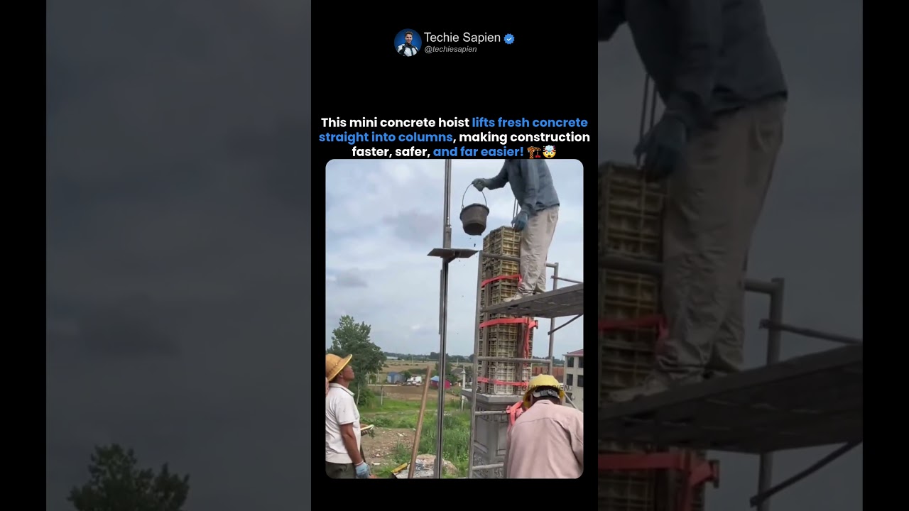 How This Mini Concrete Hoist Speeds Up Concrete Column Casting 🏗️