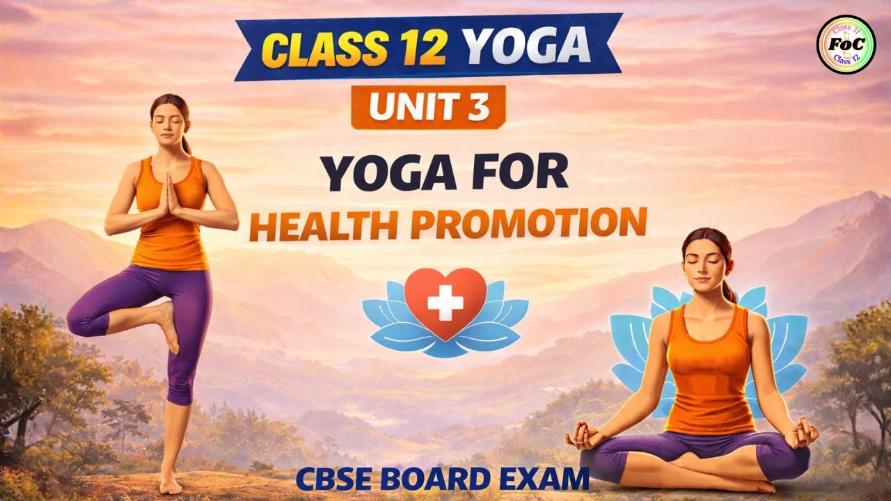 Class 12 Yoga | Unit 3 Yoga for Health Promotion | Code 841 CBSE Board Exam 2026 One shot Video