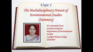 Summary Unit 1 Multidisciplinary nature of Environmental Studies