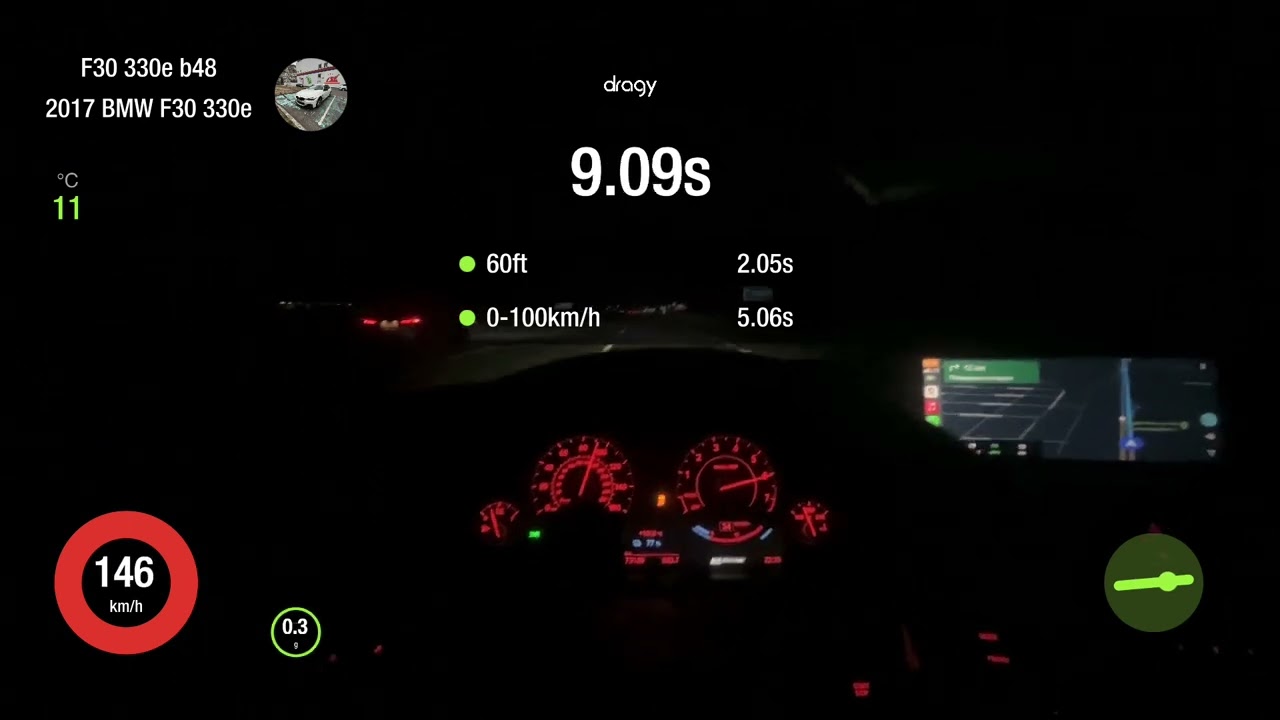 F30 330e MG flasher st1, Xhp st3. Dragy 0-100, 1/4
