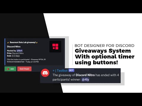 [Read Desc] Giveaway System with BUTTONS and timer | Bot Designer For Discord: Guide | NO PREMIUM!