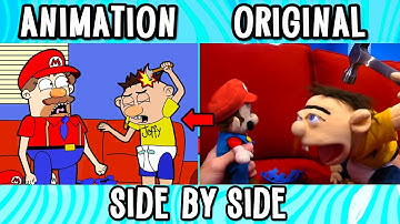 SML Movie VS SML Animation: Jeffy Breaks His Helmet! Side by Side