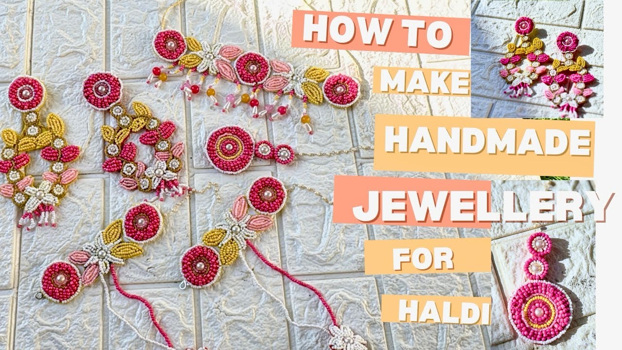 Haldi Jewellery Making At Home|| Handmade Wedding Jewellery set|| DIY Jewellery 