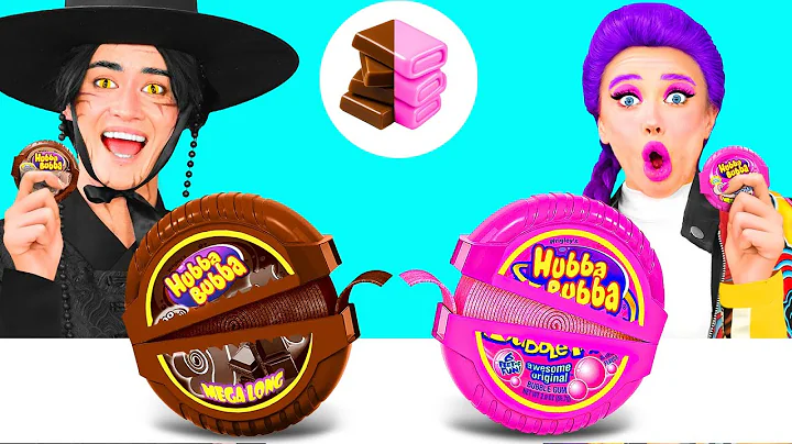 Bubble Gum vs Chocolate Food Challenge with KPop Demon Hunters by BaRaDa Challenge