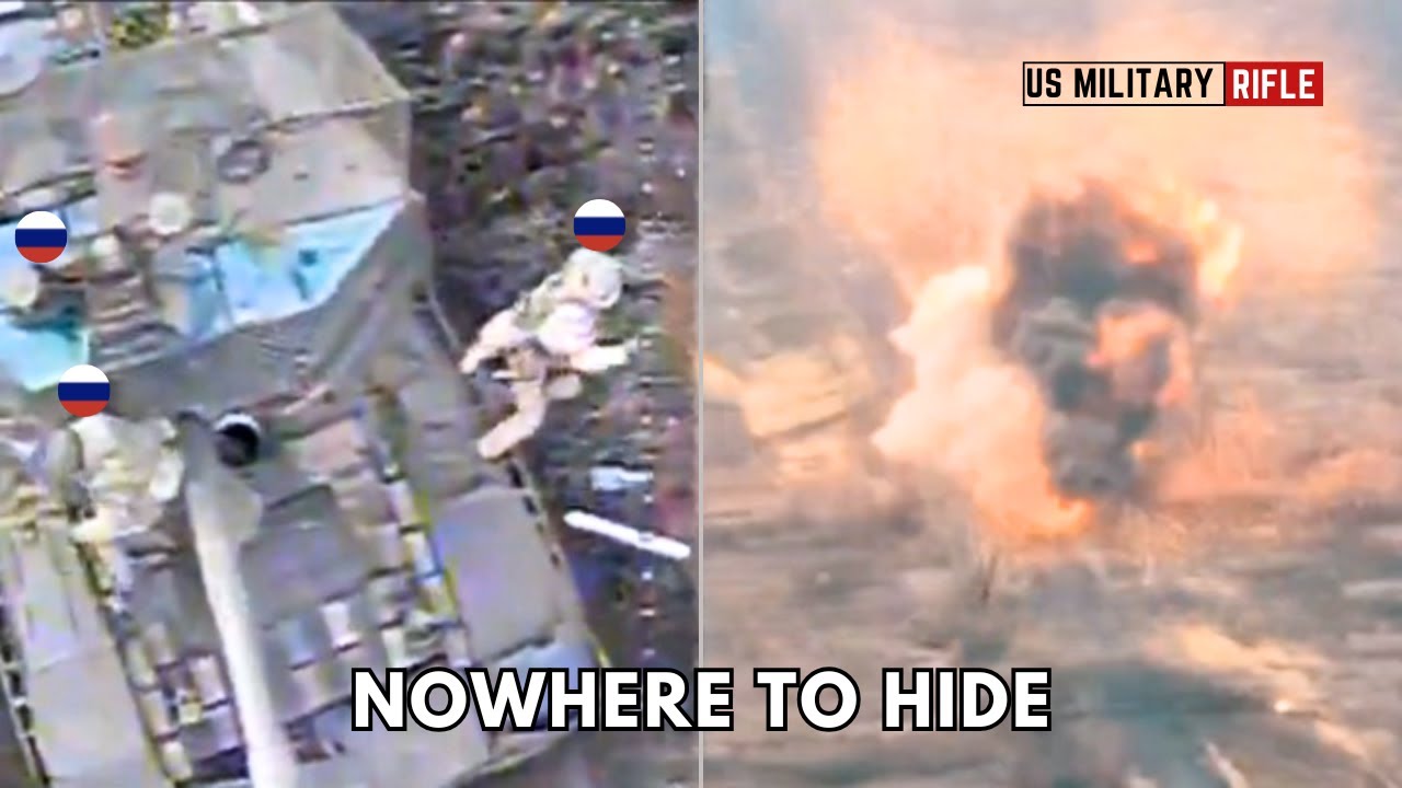 Ukrainian FPV drones destroy large convoy of Russian tanks and troops ...