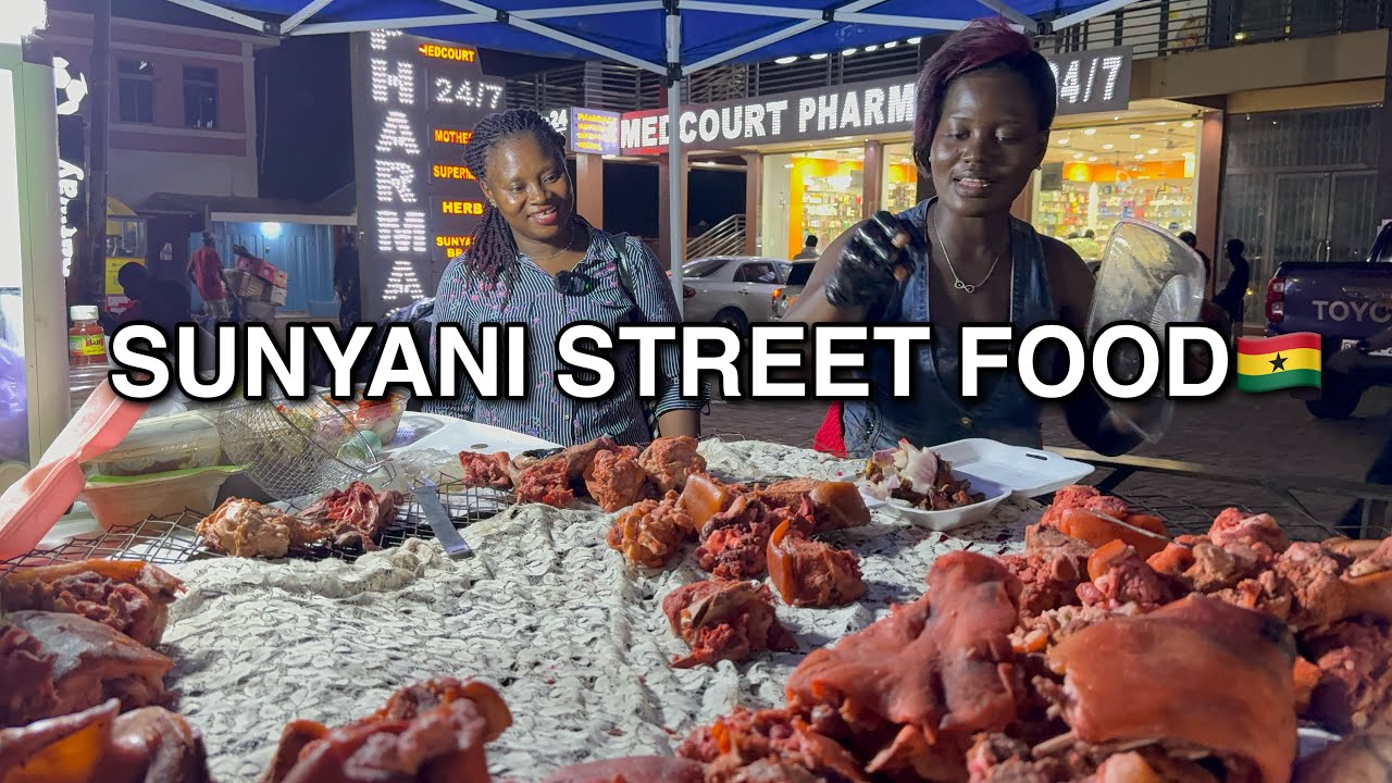 SUNYANI Night Street Food | All You Can Eat in Sunyani | From Fufu To Kelewele | So Tasty🇬🇭