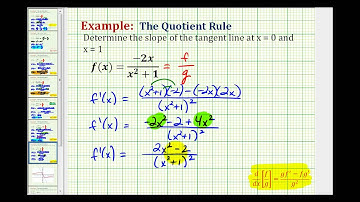 Ex:  Determine the Slope of  a Tangent Line Using the Quotient Rule
