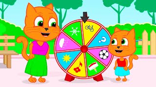 Cats Family in English  Adventure machine Cartoon for Kids