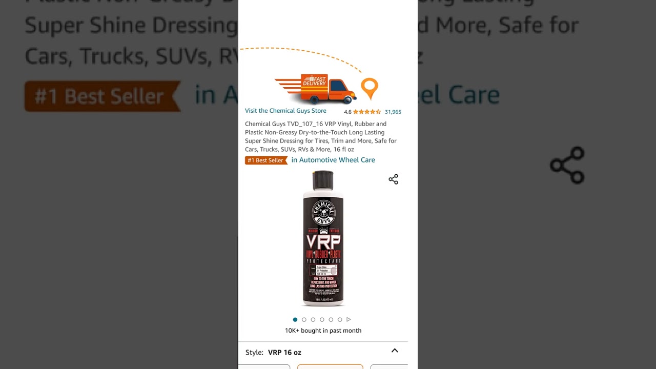 Chemical Guys TVD_107_16 VRP Vinyl, Rubber and Plastic Non-Greasy Dry-to-the-Touch  