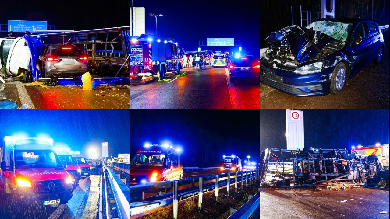 Tödlicher Unfall auf der A24 bei Kremmen – Transporter kippt um, 52 Jähriger stirbt