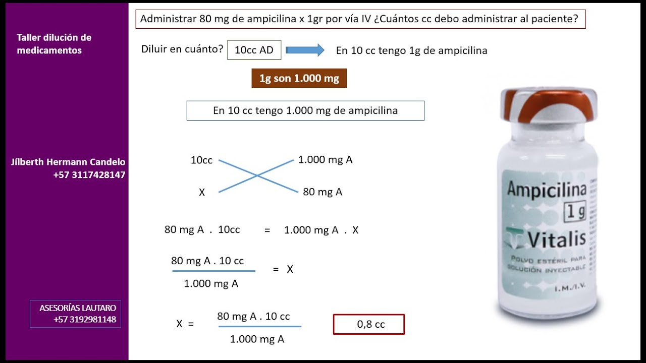 Taller dilución de medicamentos y regla de tres - YouTube