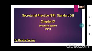 Ch.9.1 S.P. |12th #Depository #System #Meaning #Importance |Ch.9|Part 1