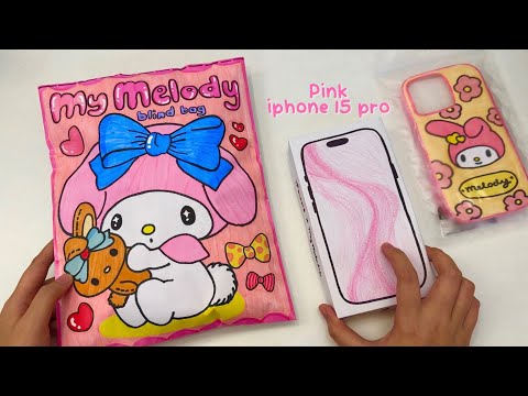 [🩷paper diy🩷] MY MELODY blind bag + unboxing pink iphone 15 pro max paper! | asmr