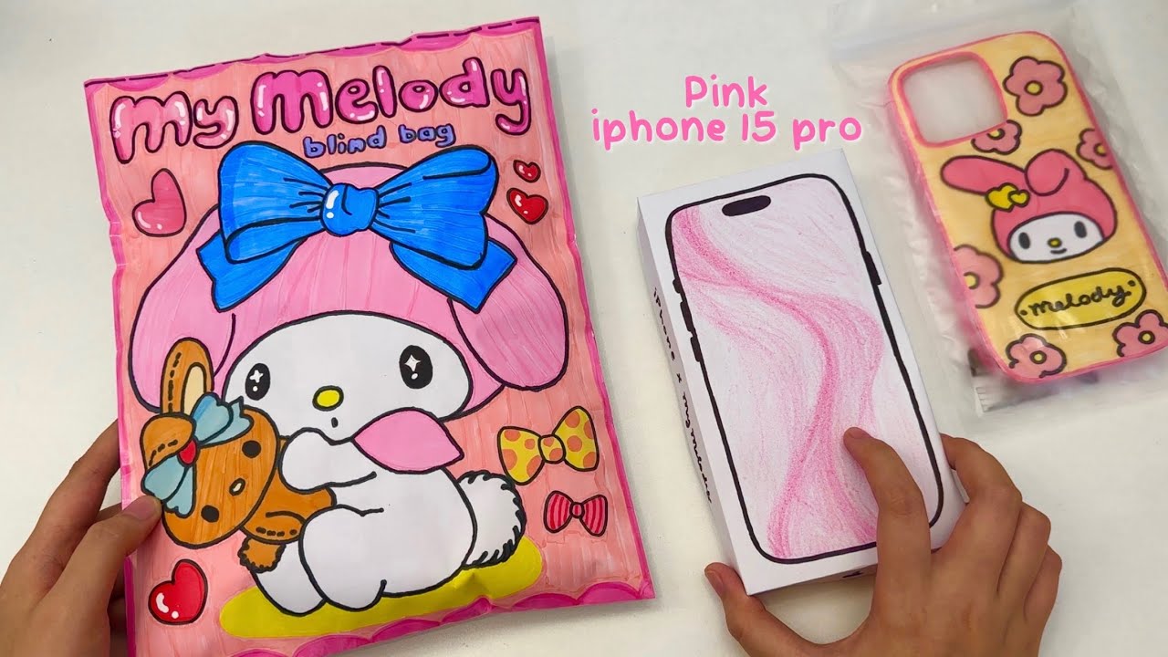🩷paper diy🩷] MY MELODY blind bag + unboxing pink iphone 15 pro