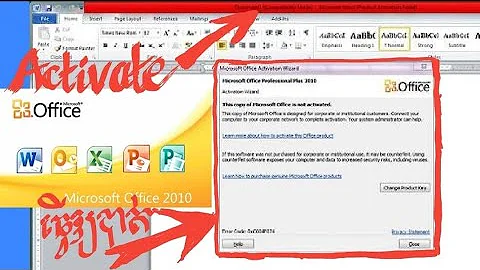 How to activate MS Office 2010 | ធ្វើឱ្យបាត់ផ្ទាំង Error