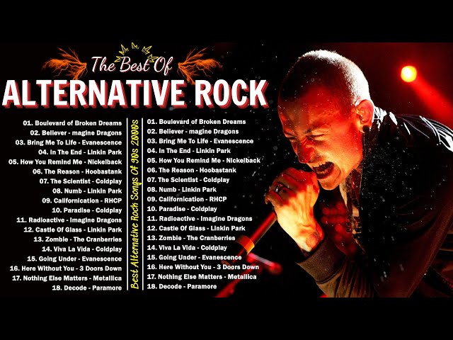 Alternative Rock 90s 2000s Hits - Linkin park, Coldplay, Creed, AudioSlave, Nickelback, Evanescence class=