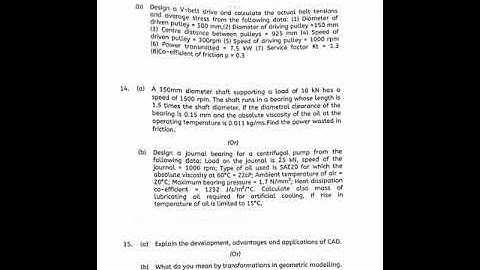 design of machine elements question paper polytechnic mechanical 5th sem #diploma #mech #questions_