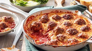 Easy One-Pan Meatball Parmigiana