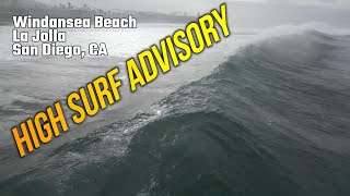 High Surf Windansea Beach, La Jolla - San Diego, CA - 4K Aerials and Virtual Walk Ambient Sound