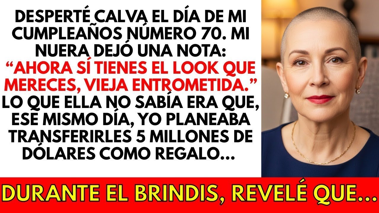 Desperté calva el día de mi cumpleaños  Mi nuera dijo  “Ahora sí tienes el look que mereces…”