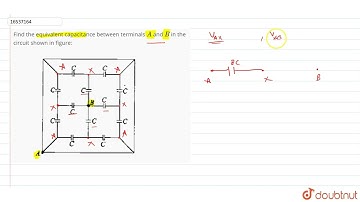 Find the equivalent capacitance between terminals A and B in the circuit shown in figure: | 12 |...