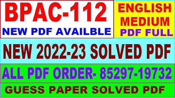 bpac 112 solved assignment 2022-23 / bpac 112 solved assignment in English / ignou ba public admin