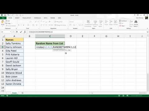 Pick a Name at Random from a List - Excel Formula