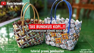 DIY KERAJINAN DAUR ULANG PLASTIK - Tas motif batik terbaru dari bungkus kopi coffemix