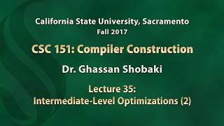 Compilers Lecture 35: Intermediate-Level Optimizations (2)