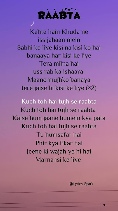 Raabta lyrics -arjit singh #song #raabtasong #hindisong ✨💖🎶