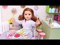 Baby doll cooking healthy breakfast with food toys! Play Toys kitchen stories for kids